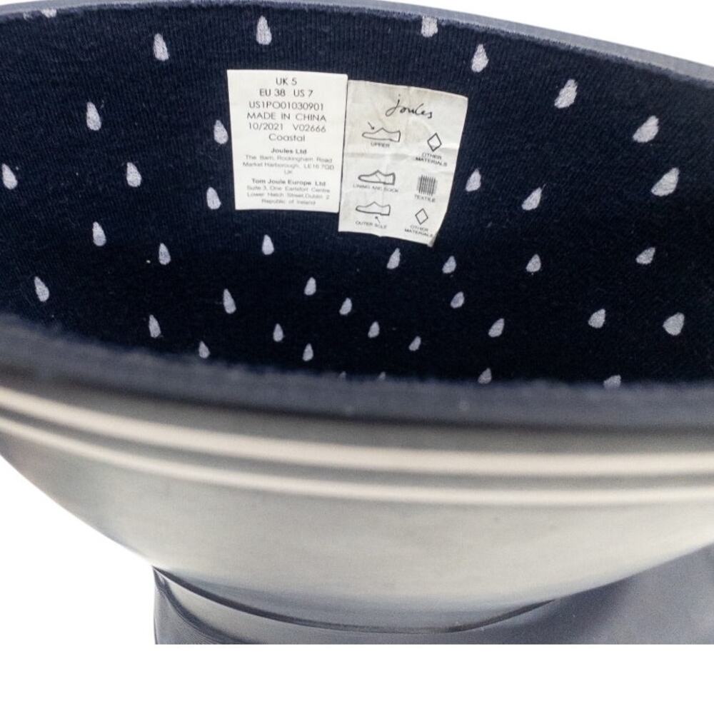 Joules Womens Rain Boot Welly Size 7 Navy Blue White Waterproof NWT - Picture 6 of 7